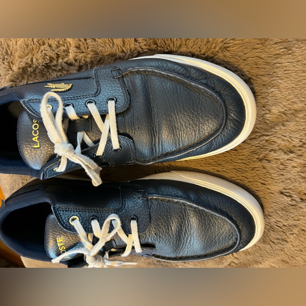 Lacoste Men's Navy Leather Shoes Size 10.5 - Picture 3 of 7